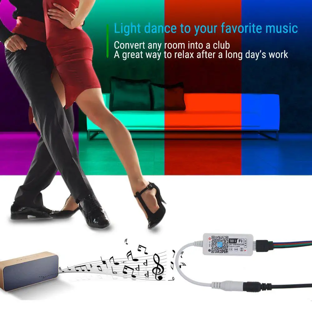 Мини WIFI RGB/RGBW контроллер полосы музыкальный от Amazon Alexa Google домашний телефон для