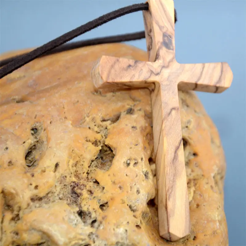 Подвесное зеркало заднего вида из оливкового дерева с подвеской God Jesus Cross