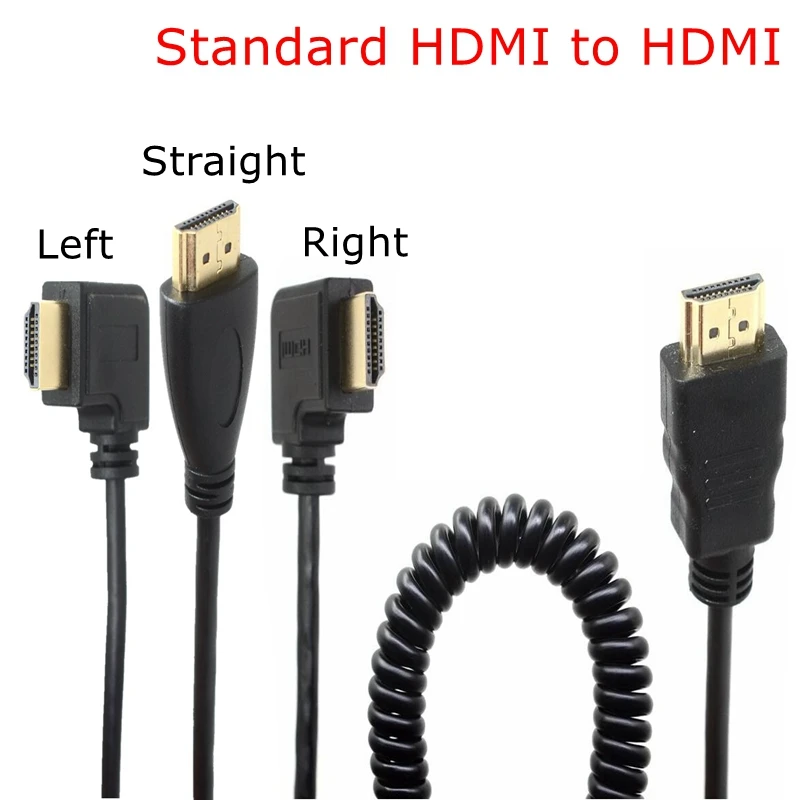 Прямой и левый и правый угловой HDMI Mini HDMI Micro HDMI к HDMI Мужской HDTV растягивающийся пружинный кабель для камеры сотового телефона XOOM TF201