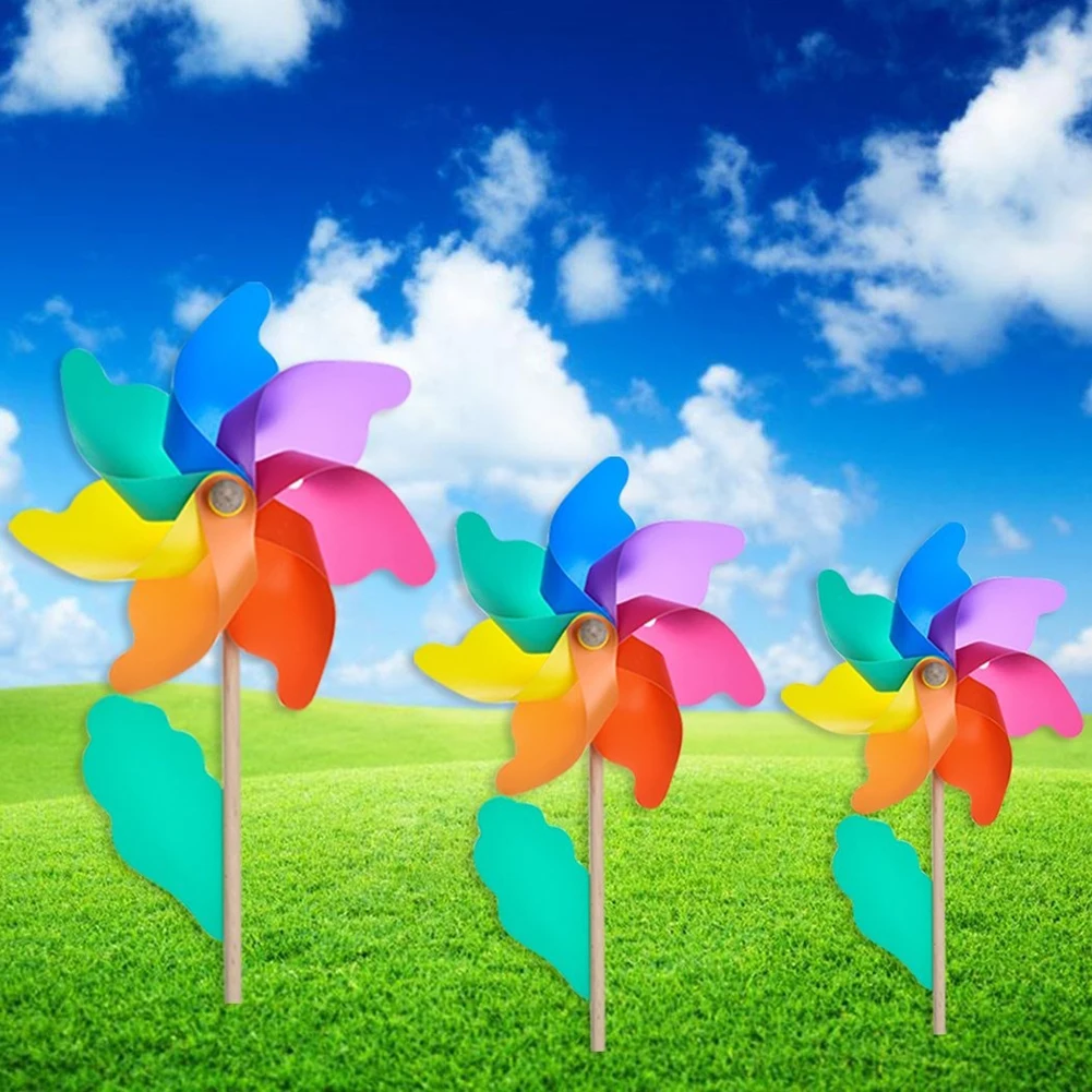 Деревянный полюс ветряная мельница Радуга Pinwheel детские игрушки Классические сад