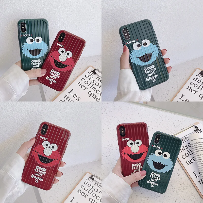 Мультяшный чехол для iPhone XR Max мобильного телефона 7 8 Plus Sesame Street IMD мягкий