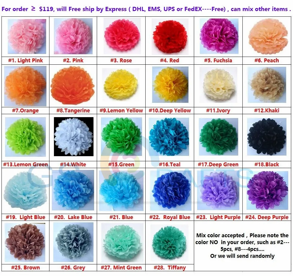 

GSCRAFTS 35pcs decorative Tissue Paper Pom Poms Mix Color Flower Balls Pompom for Wedding party home Decoration