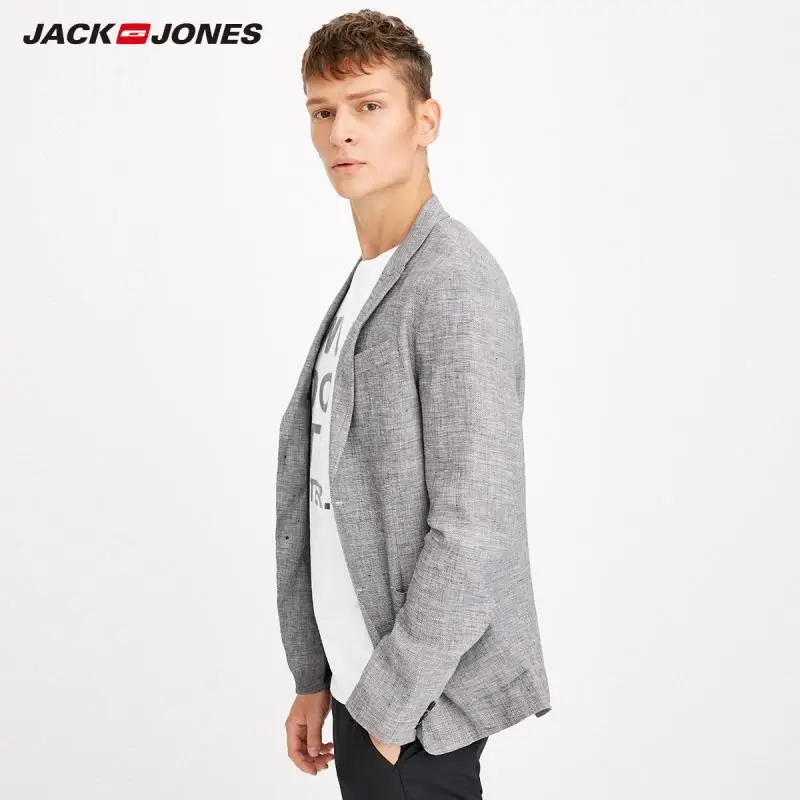 JackJones Мужской приталенный льняной бизнес-Повседневный Блейзер E | 218208506