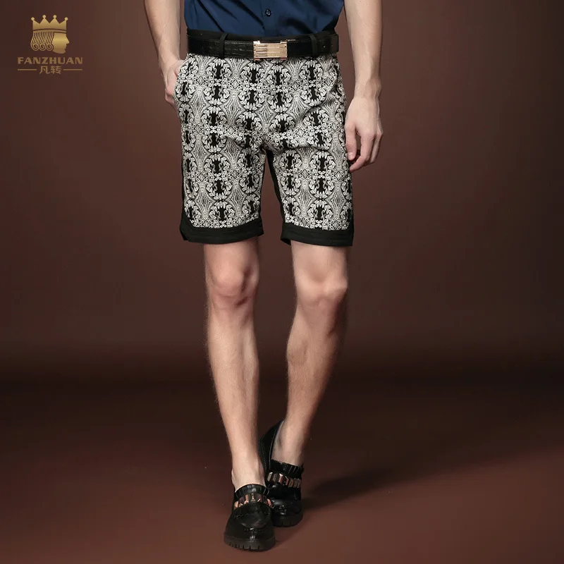 Шорты мужские с принтом повседневные разрезом черные лето 2015 | Мужская одежда