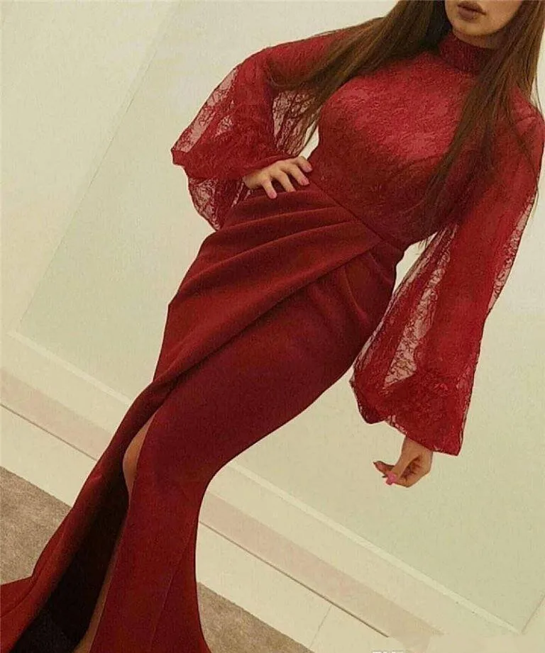 

Вечерние платья в мусульманском стиле бордового цвета с длинным рукавом, кружевное вельветовое длинное официальное платье из Дубая, Саудов...