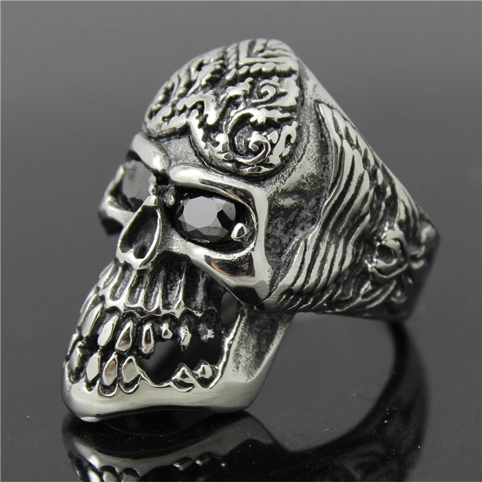 Модное кольцо вампира из нержавеющей стали 316L с черепом для мужчин и мальчиков