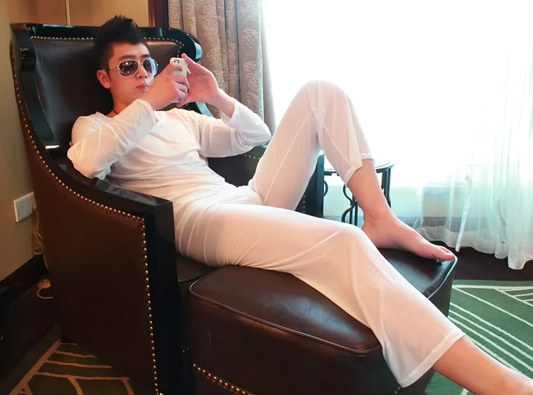 Сексуальные мужские пижамы 1 комплект одежда для сна прозрачные свободные