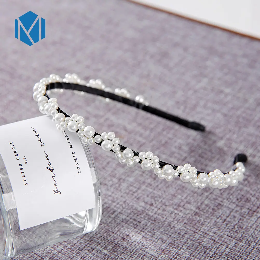 Pearls Wave M MISM Элегантные Свадебные День рождения Новые Хрустальные резинки для волос с жемчугом повязка на голову аксессуары украшения для волос головной убор для женщин девочек - Цвет: Pearls Wave