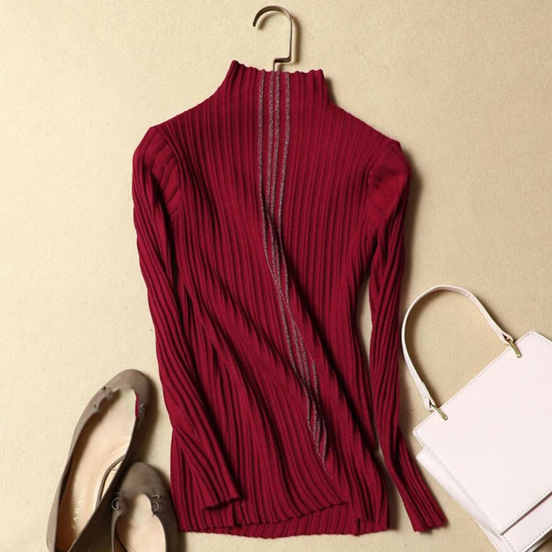 Утепленные вязаные свитера и пуловеры для женщин 2018 Осень Зима Повседневная