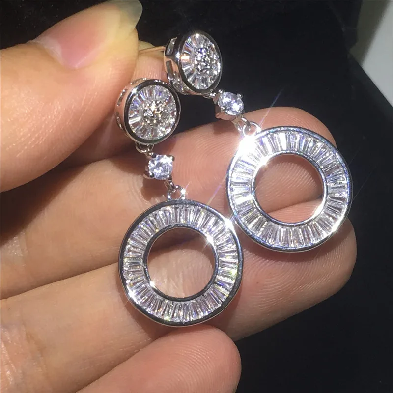 Массивные Женские Висячие Earrring AAAAA Cz реального 925 серебро свадебные