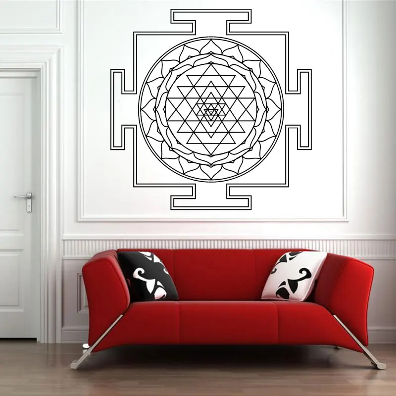 Sri Yantra виниловая наклейка на стену Янтра Мандала логотип Декор на стену DIY Украшение для комнаты домашний декор для гостиной G726