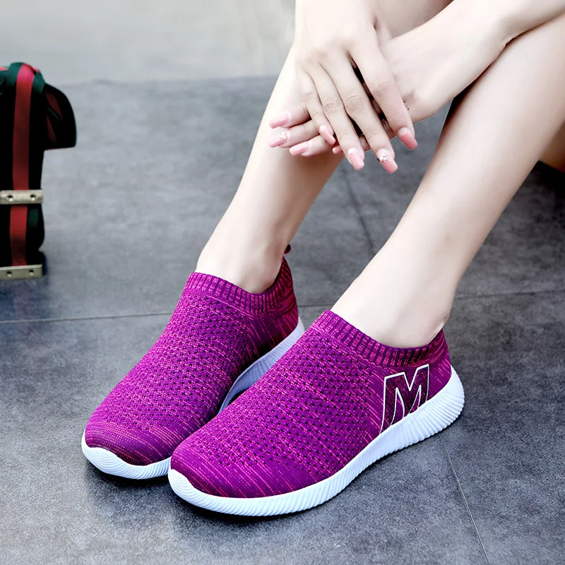 LUONTNOR Slip On мужские носки кроссовки 2018 новые дышащие Fly ткачество спортивная обувь