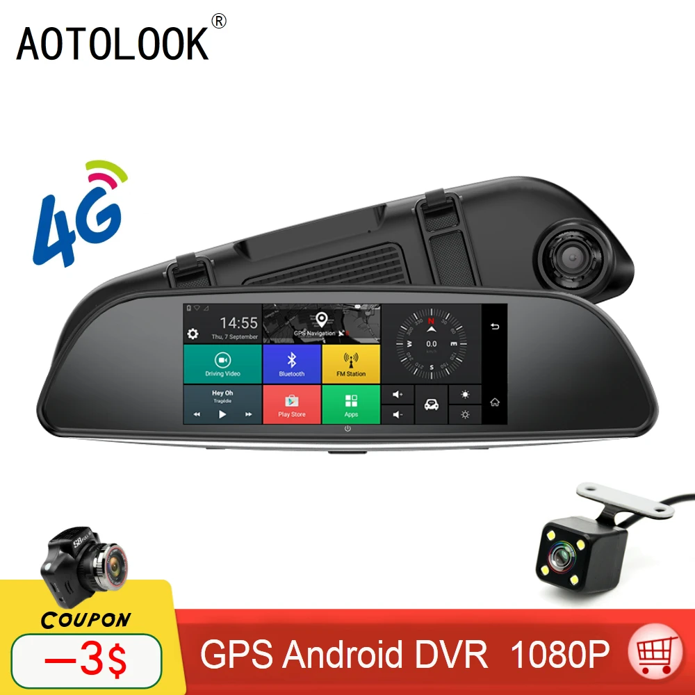 Aotolook T803 автомобиля gps Google навигатор DVR 4G 7 дюймов тире камера Full HD Android зеркало