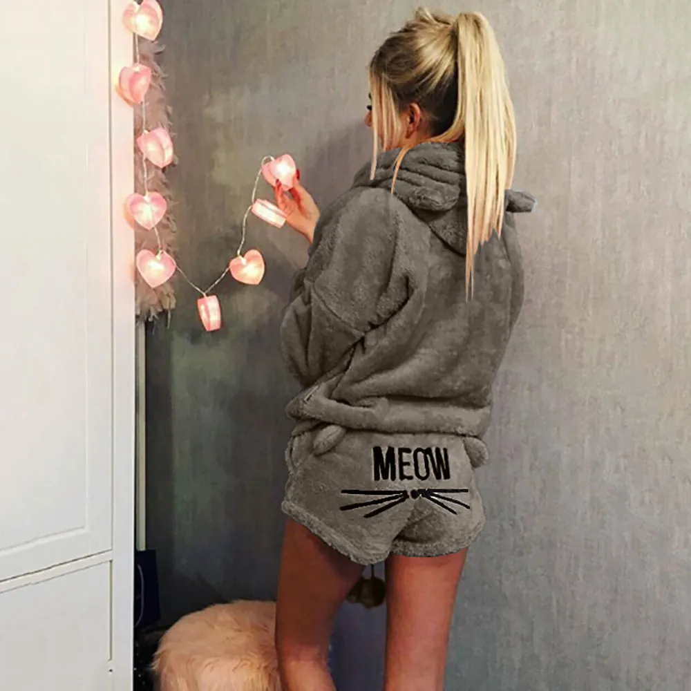 Pijama bonito, женские пижамные комплекты, Осень-зима, фланелевые, Мультяшные, теплые пижамы, Женская домашняя одежда, пижамы с животными, женская пижама с кошкой