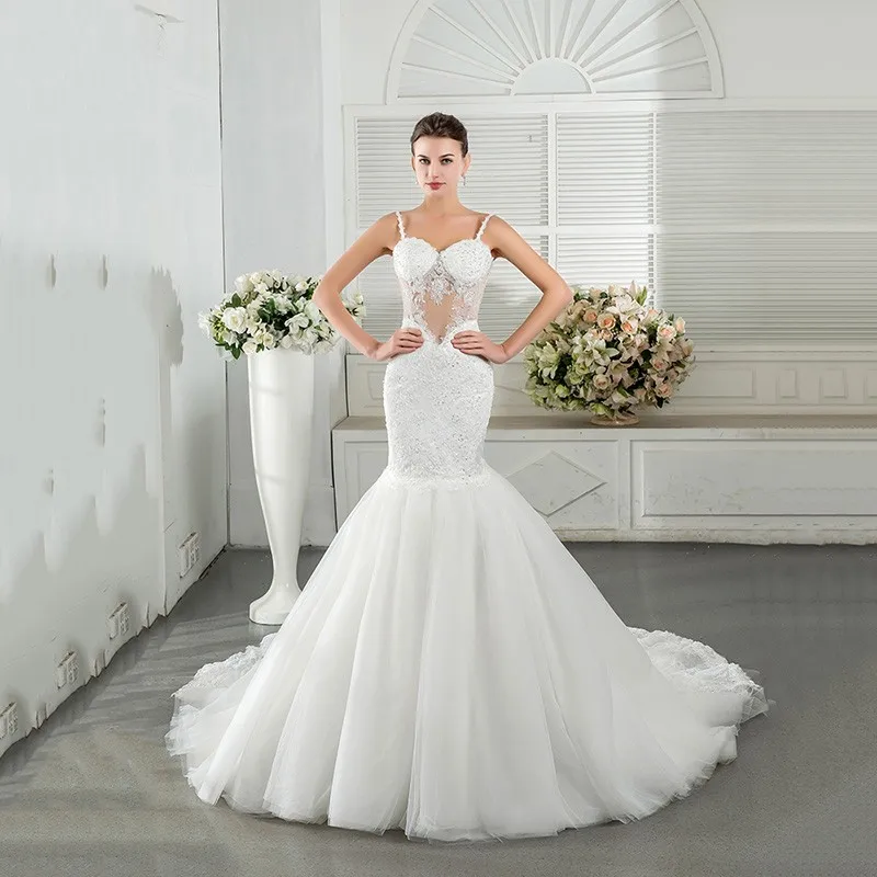 Сексуальная Русалка Свадебные Платья 2016 Sexy See through BacklessWedding Блестки Паффи Тюль