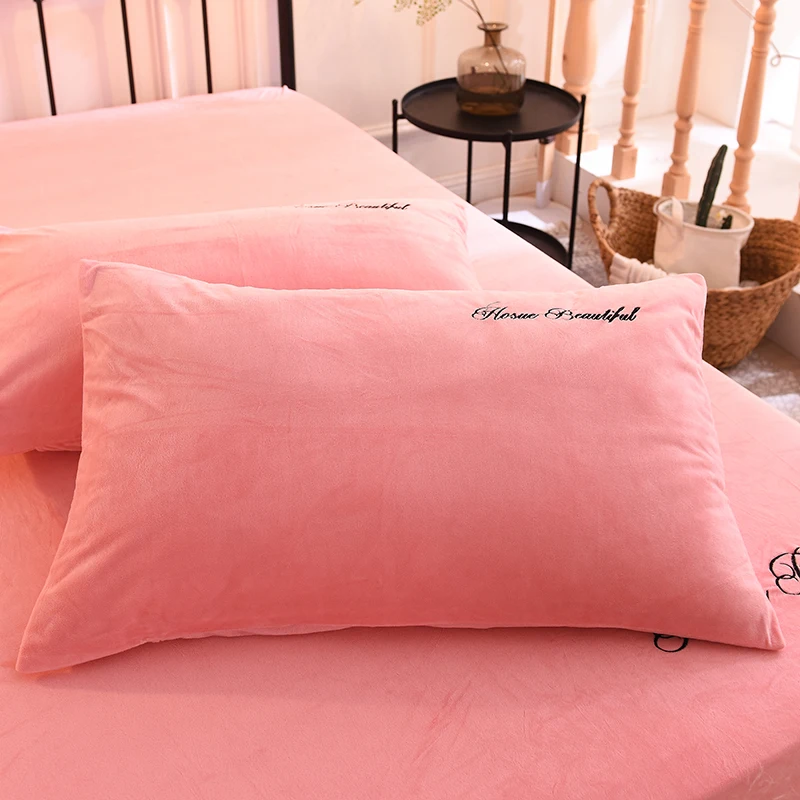 Pink SunnyRain, 2 штуки, плотные флисовые наволочки для подушек, одноцветная Прямоугольная подушка, наволочка для кровати, 48x74 см - Color: Pink