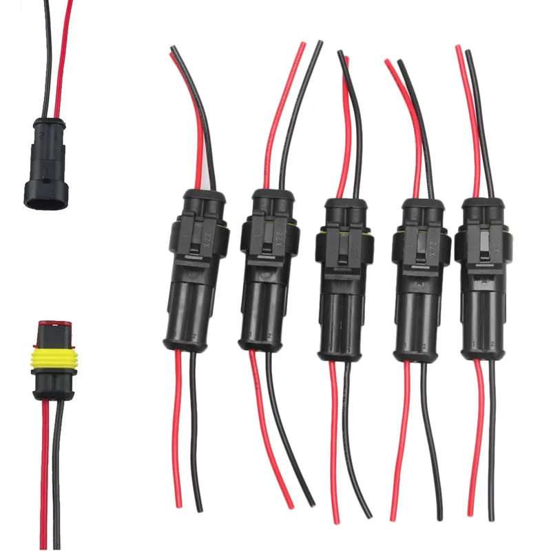 

5Pcs/Kit 2 Pin Way Car Waterproof Electrical Connector Plug with Wire AWG Marin