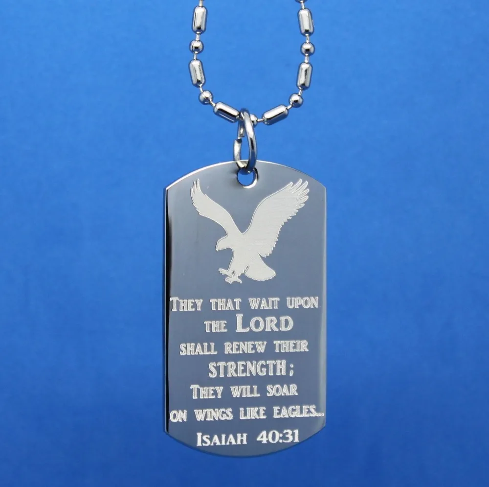 

cheap custom INSPIRATIONAL EAGLE DOG TAG ISAIAH 40:31 hot sales BIBLE DOG TAG necklace low price Laser engraved dog tags