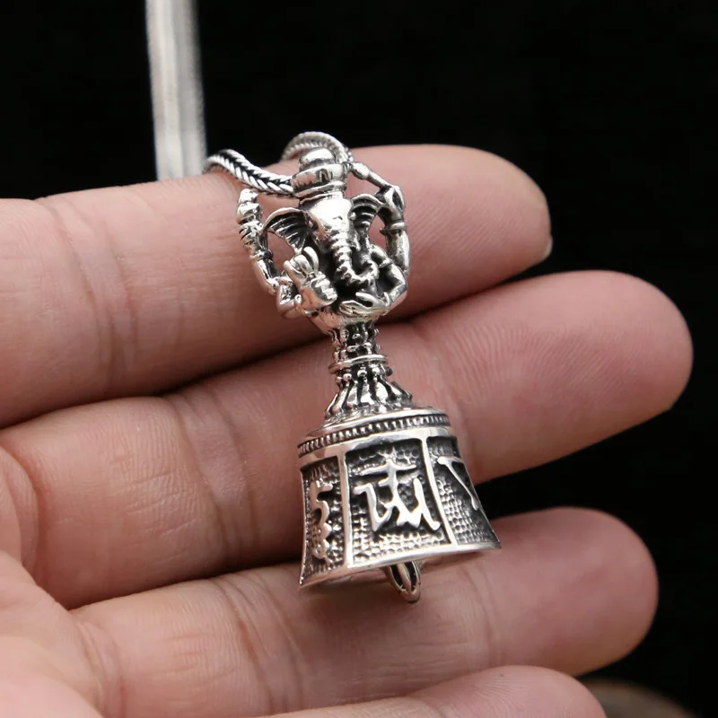 

Wholesale S925 Sterling Silver Jewelry Retro Thai Silver Elephant God Words Creative Rattle Men And Women Pendant