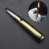 creative metal bullet lighter with laser light butane gas windproof flame cigarette lighters novelty gadget military addictive