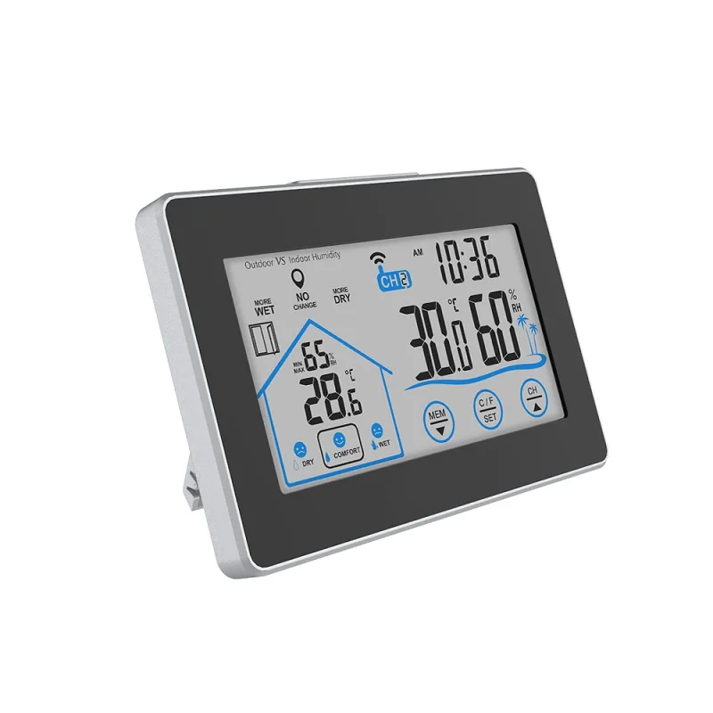 Цифровые настольные часы Сенсорный экран Крытый Открытый Термометры гигрометры