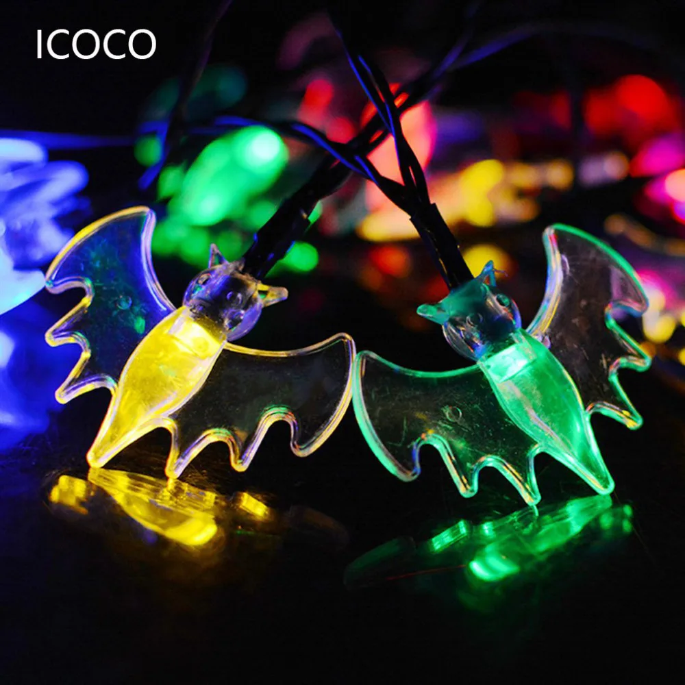 Солнечный 30leds Bat Форма Строка свет Хеллоуин украшения красочные голубой/теплый