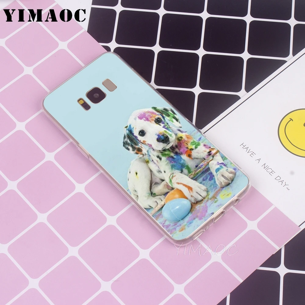 Мягкий чехол YIMAOC Pretty puppies из ТПУ для Galaxy j3 j5 j6 j7 A5 2016 2017 A6 A9 2018 Note 8 9 S7 edge S8 S9 S10 Plus S10e |