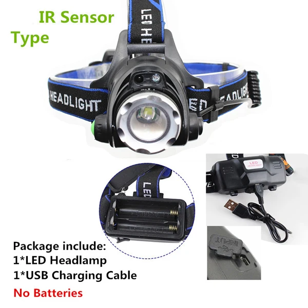 Sensor USB 01 10000LUMS IR сенсор налобный фонарь T6 индукционный USB Перезаряжаемый фонарь светодиодный налобный фонарь 18650 - Испускаемый цвет: Sensor USB 01