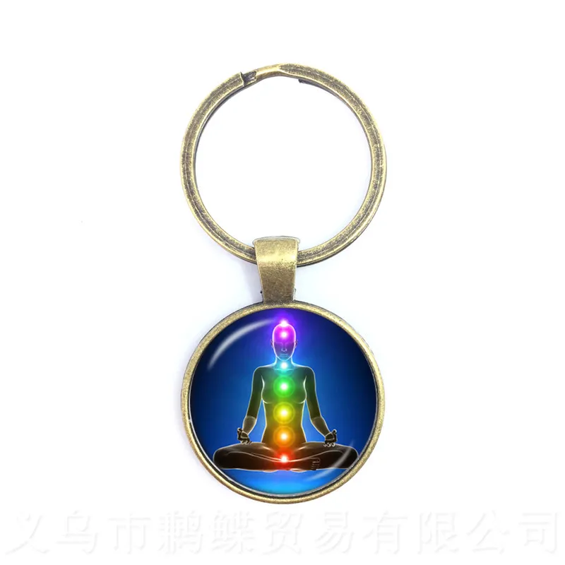 Символы чакр для йоги и медитации цепочки ключей стеклянный кабошон ювелирные
