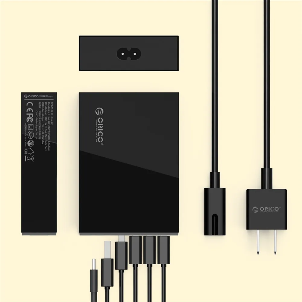 ORICO TSL-6U type-C QC2.0 быстрое зарядное устройство 6 портов 5V2. 4A 9V2A 12V1. 5A зарядное устройство для мобильных телефонов Apple Iphone samsung