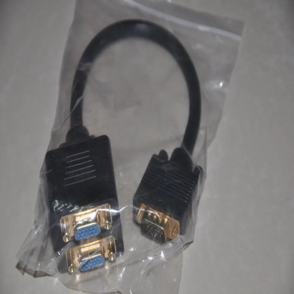 Золотой VGA к сплиттер 1 шт. двойному монитору Высокое качество 15P 3 + 6 Диаметр 8 0