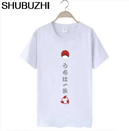 white Летняя новинка футболка с Наруто Аниме SASUKE Uchiha Мужская футболка хлопок Лето Свободные унисекс футболки топы sbz5125 - Цвет: white