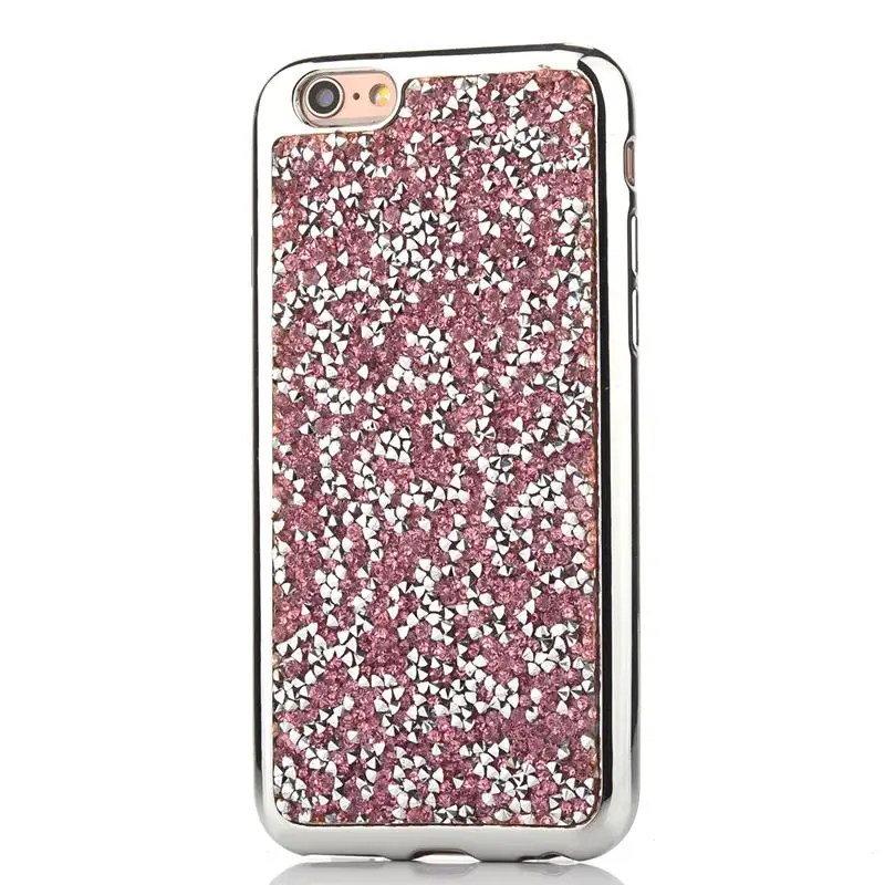 Блеск Стразы Алмазов Ультра Тонкий Electroplated Frame Soft ТПУ Задняя Крышка Протектор для Apple iPhone 6 S 4.7 дюймов|cover for air