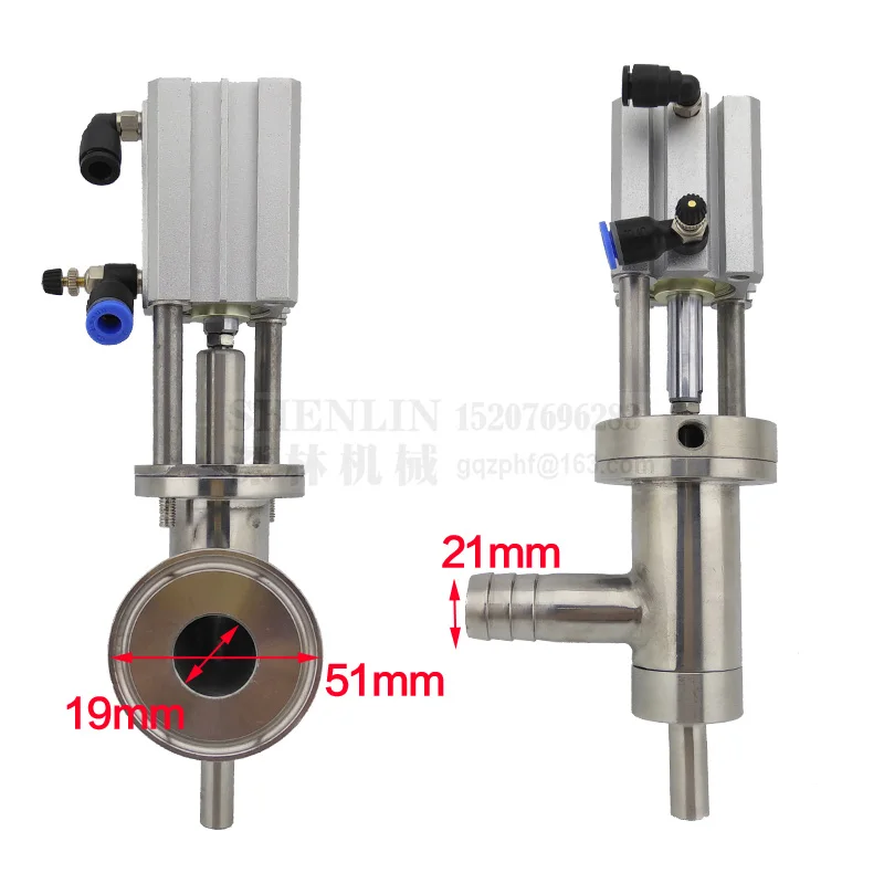 SHENLIN Filling machine outlet valve anti-drop filling nozzle device 19mm pipe or 51mm disk connector ss304 water filler head