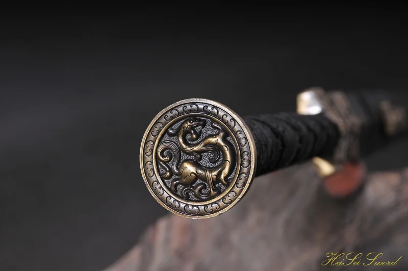 Ручной ковки китайский Хан меч сложенном Сталь орнамент лезвие дракона острый