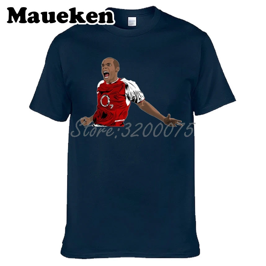 Мужская футболка с круглым вырезом Thierry Henry 14 France Legend The king of highbury W17062508 | одежда