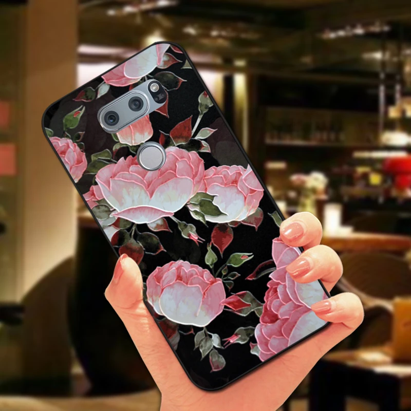 3D Рельефный цветочный чехол для LG Optimus G4 G4C G5 G6 роскошный мягкий черный с цветами