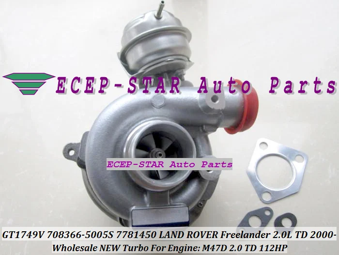 

Турбо для Land Rover Freelander 00-06 M47R M47D 2.0L, GT1749V 708366 708366-5005S 708366-0001 77814759 LR006108 STC4546