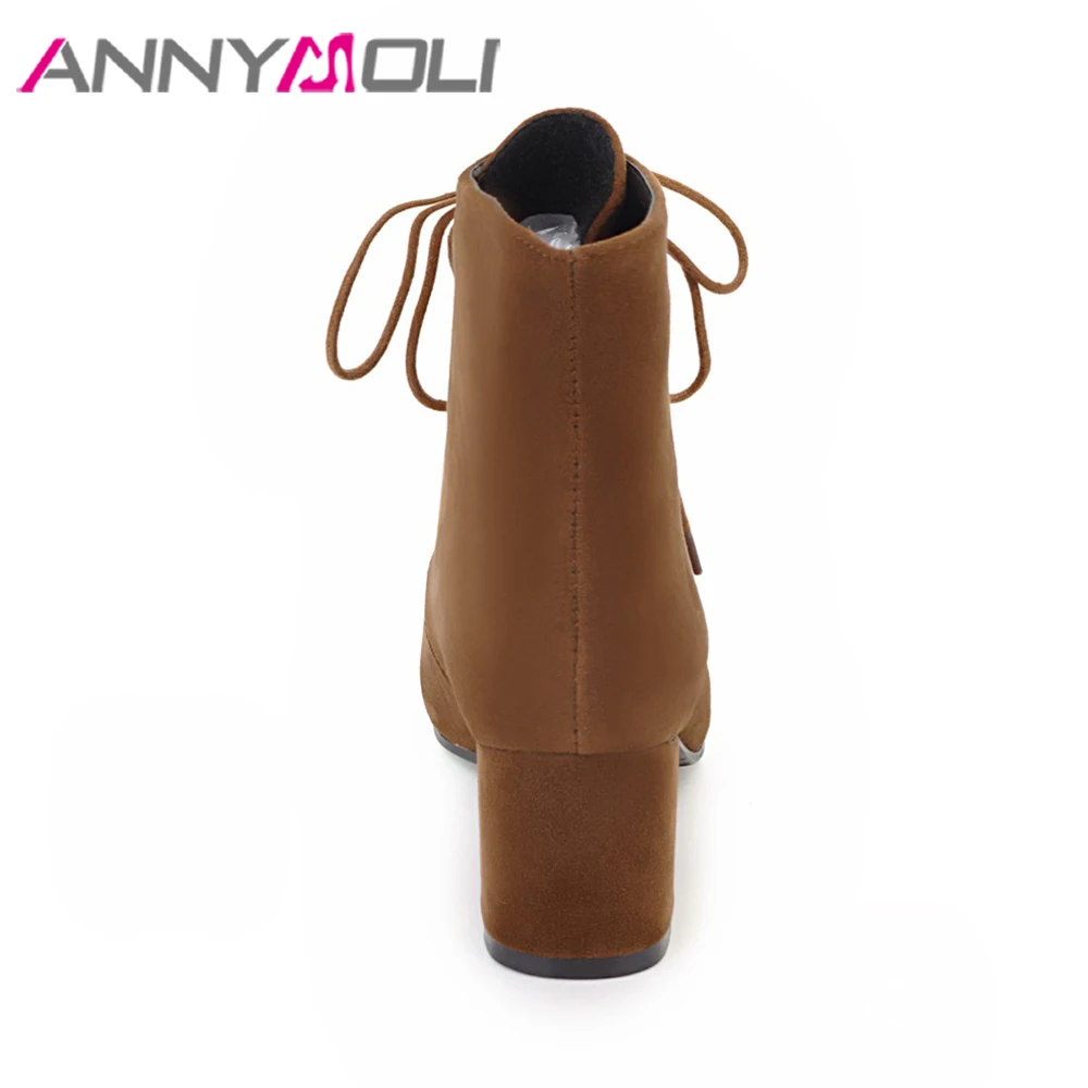 ANNYMOLI/ботильоны для женщин короткие ботинки на высоком каблуке женские блочном