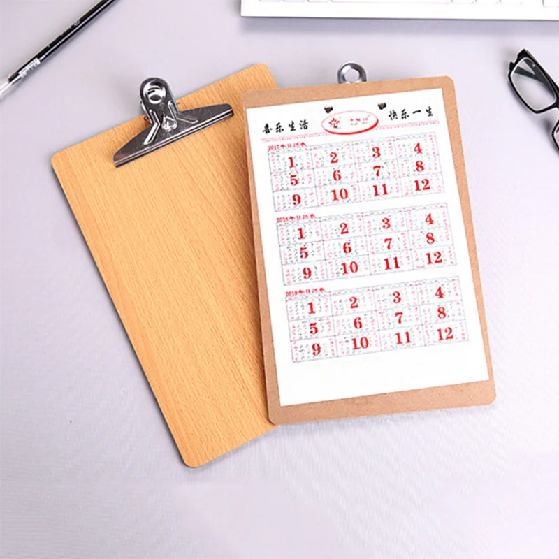 1pc A4 Wooden Clipboard File Folder Stationary Board Hard Writing Plate Clip Document Bag Clipboard|Планшет с зажимом для