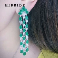 hibride trendy green water drop cubic zirconia womentassel earring brazil style drop earring brincos bijoux gifts e 561