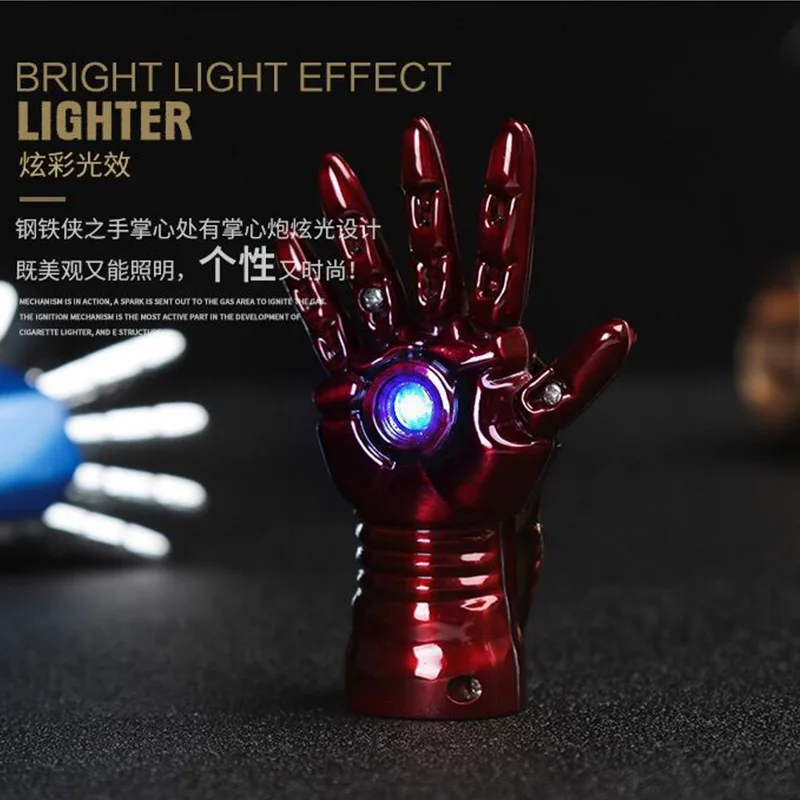 Крутая рука Железного Человека USB Сигарета светильник er яркий светильник эффект ветрозащитный перезаряжаемый Электронный светильник er светильник зажигание светильник er