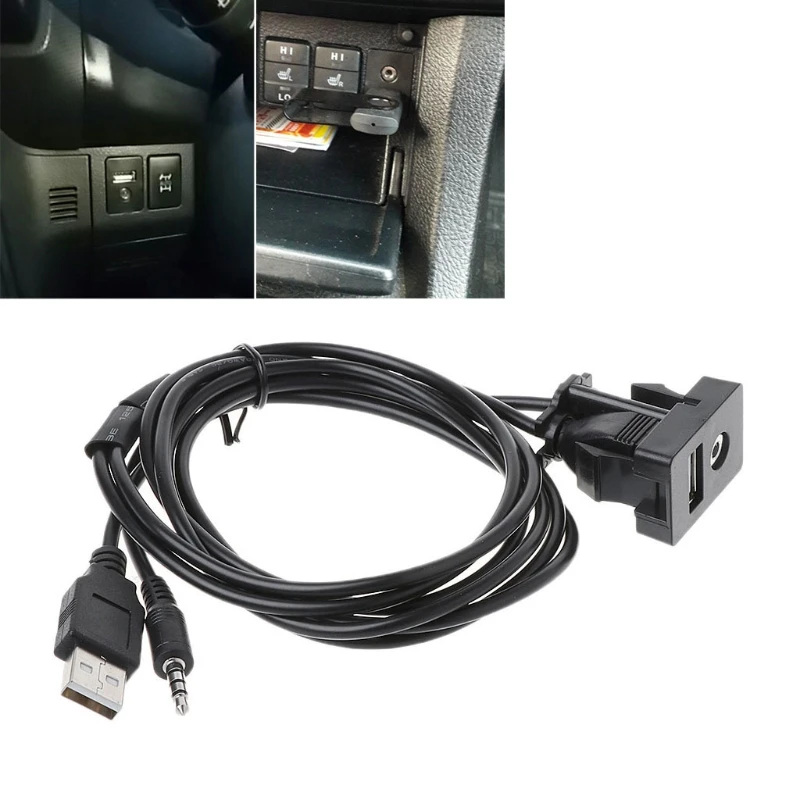 1 м Автомобильная лодка тире смывное крепление USB порт 3 5 мм AUX свинцовый