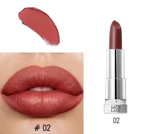 02 SACE LADY 9 цветов Матовая бархатная шелковистая помада Водонепроницаемая длительное увлажнение губная помада легко носить бальзам для губ макияж губы оттенок - Цвет: 02