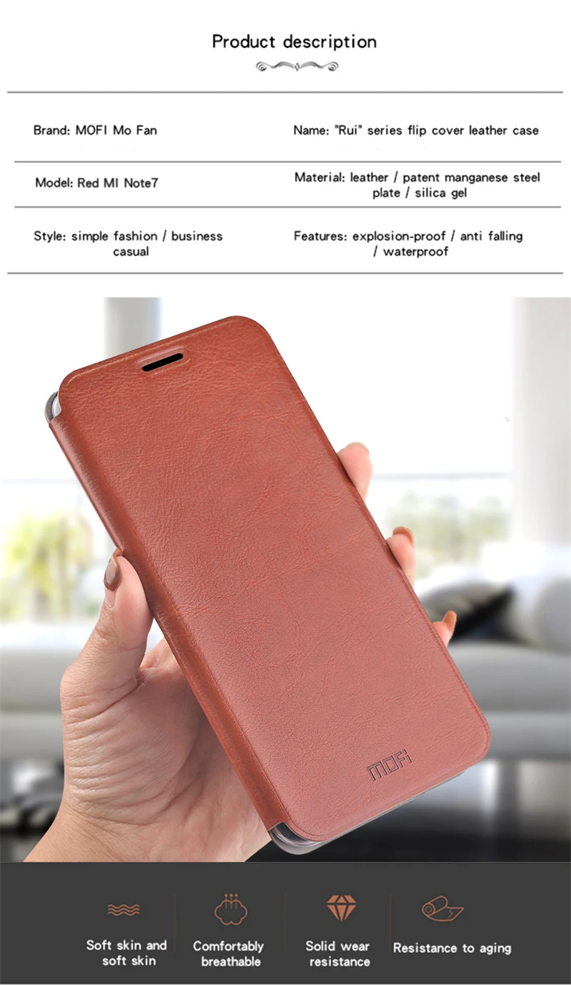 Чехол-книжка MOFI для Xiaomi redmi note 7, чехол-книжка для Xiaomi redmi note 7 Pro, высококачественный кожаный чехол-подставка для Xiaomi Max 3