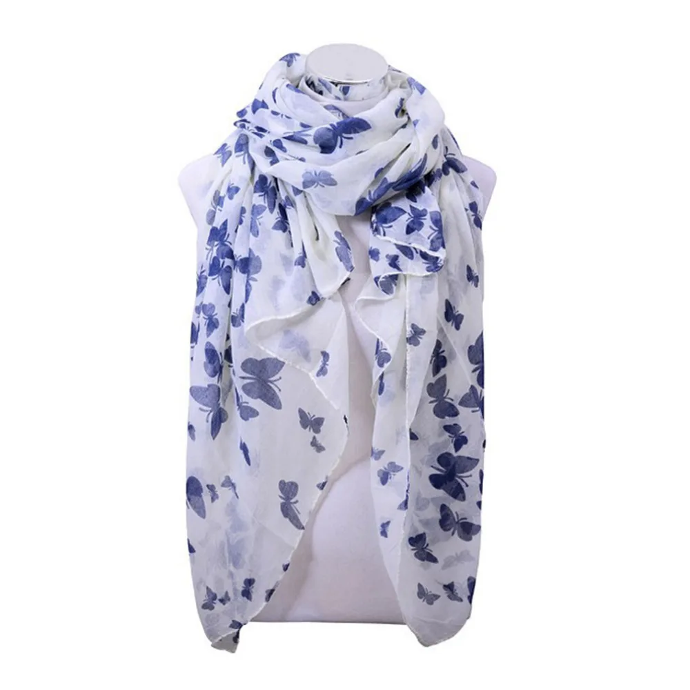 fashion butterfly voile scarf women Sping and Autumn thin long shawl echarpe ladies brand scarves Arabic hijab big size |