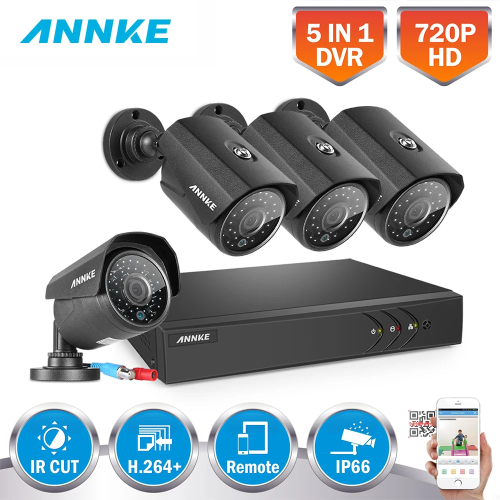 ANNKE 1080N 4CH Главная Безопасность HD DVR 4 шт 720 P 1200TVL и наружная CCTV Камера Системы 8 канального наблюдения комплект 1