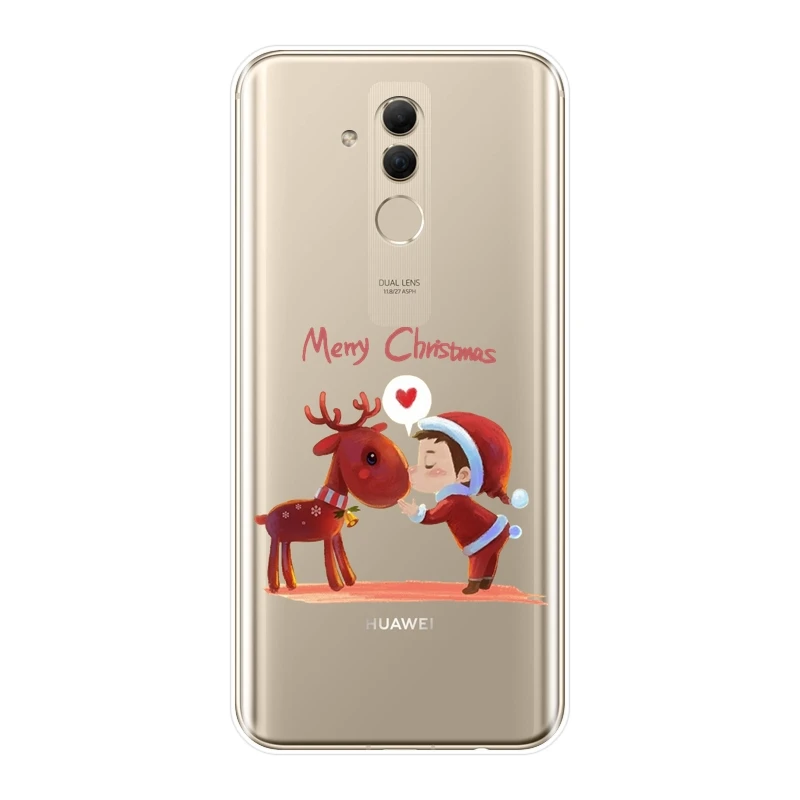 Чехол для Huawei Mate 9 10 20 Lite Мягкая силиконовая задняя крышка с рождественским оленем