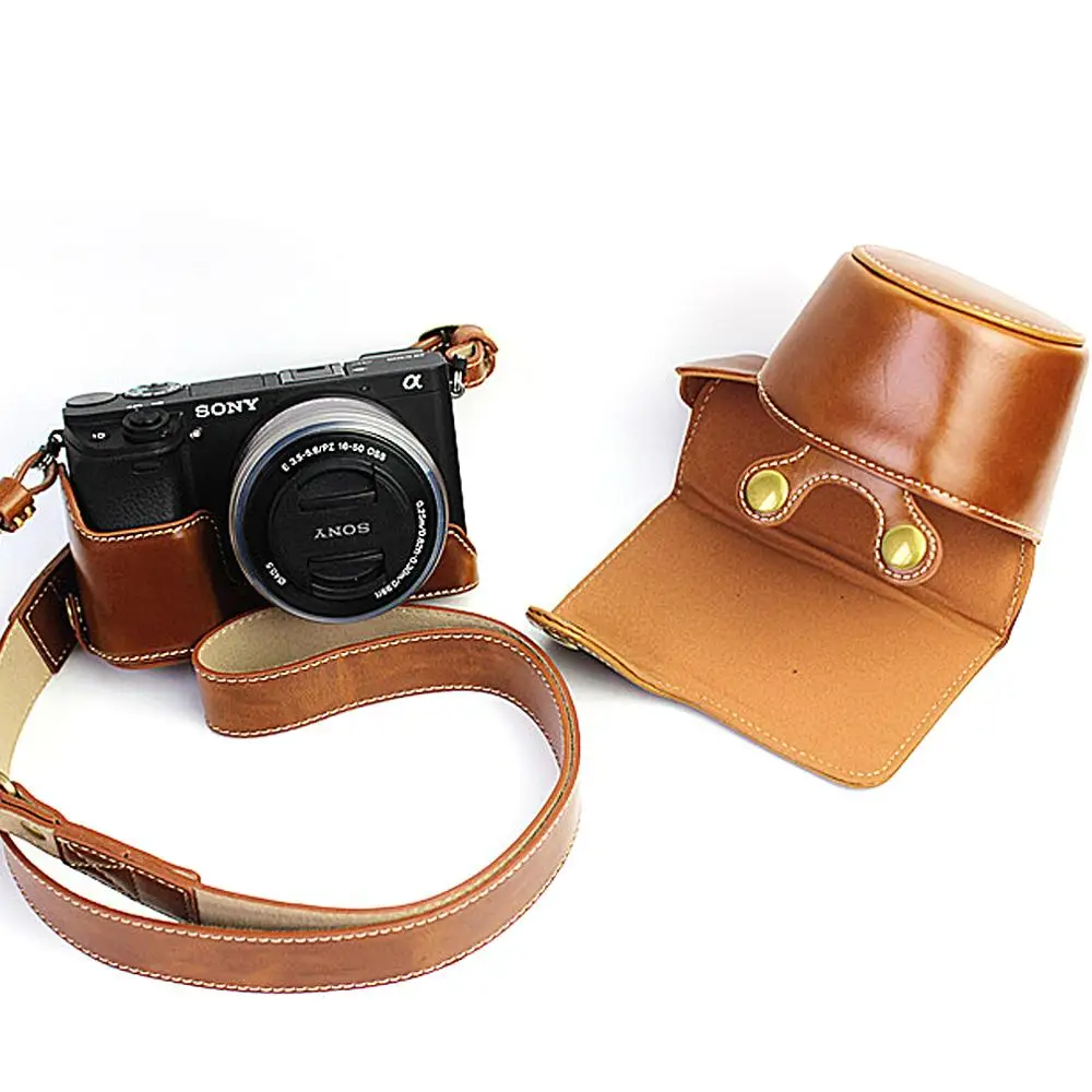 Чехол для цифровой камеры из ПУ кожи чехол с плечевым ремнем Sony A6100 A6400 A6300