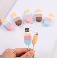 10pcs ice cream usb cable protector data line charging cable protection colorful cover for iphone 5 6 7 8 x protection sleeve